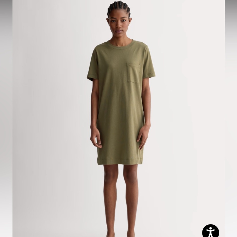 Everlane organic cotton weekend tee dress olive green